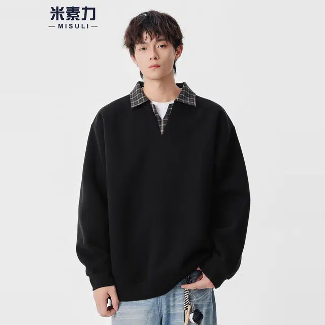 米素力 宽松重磅休闲落肩袖潮套头卫衣 男女同款
