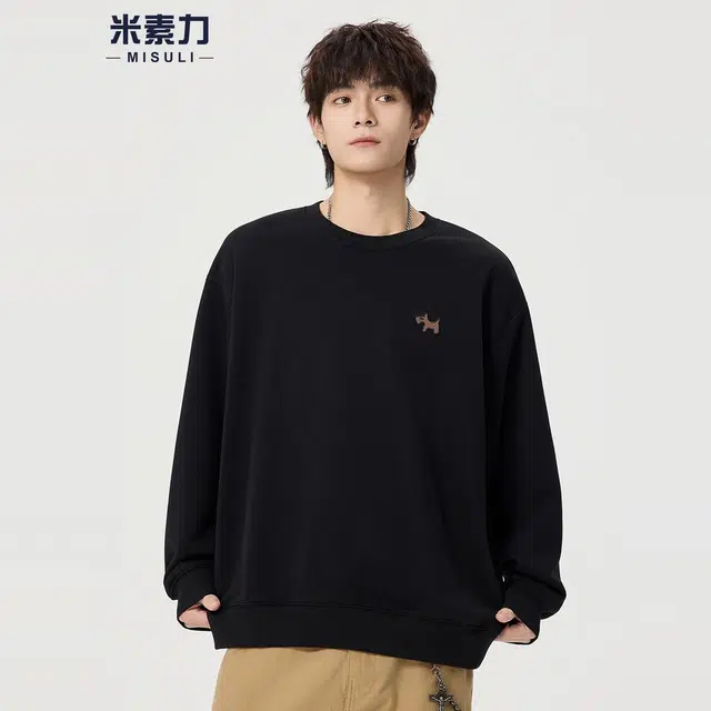 米素力 宽松圆领秋季动物落肩袖潮套头卫衣 男女同款