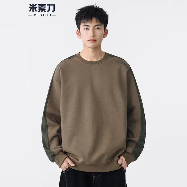 米素力 复古美式重磅落肩袖潮套头卫衣 男女同款