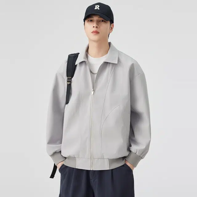 杜克恩 美式底特律解构拼接工装外套春秋季复古痞帅潮牌街头宽松无性别穿搭哈灵顿夹克 男女同款