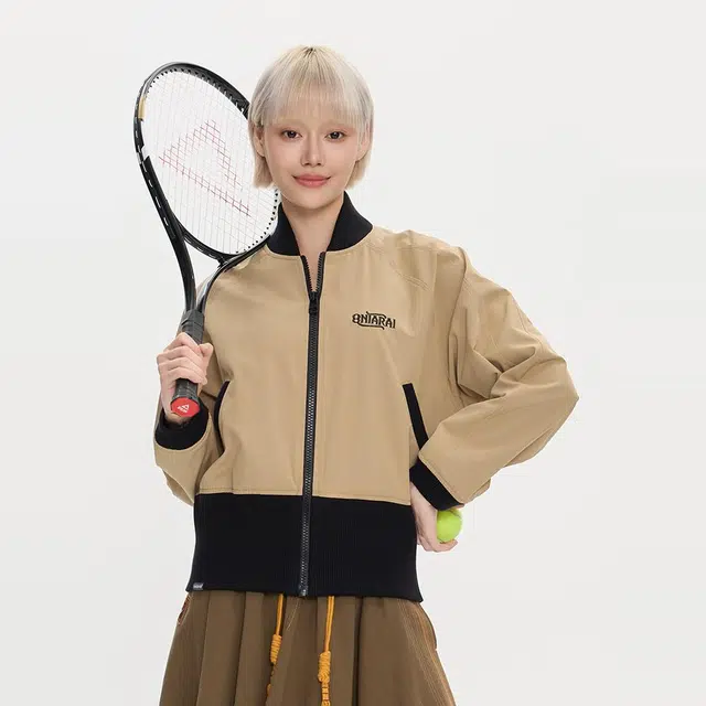 鬼洗 黑标和谐共处标语图腾高腰型棒球服 女款