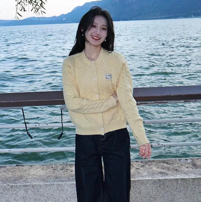 轻迎 美式复古圆领麻花开衫软糯外套针织衫 女款