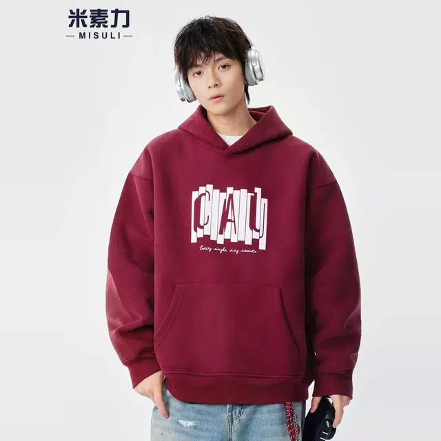 米素力 宽松美式情侣字母常规休闲风套头卫衣 男女同款