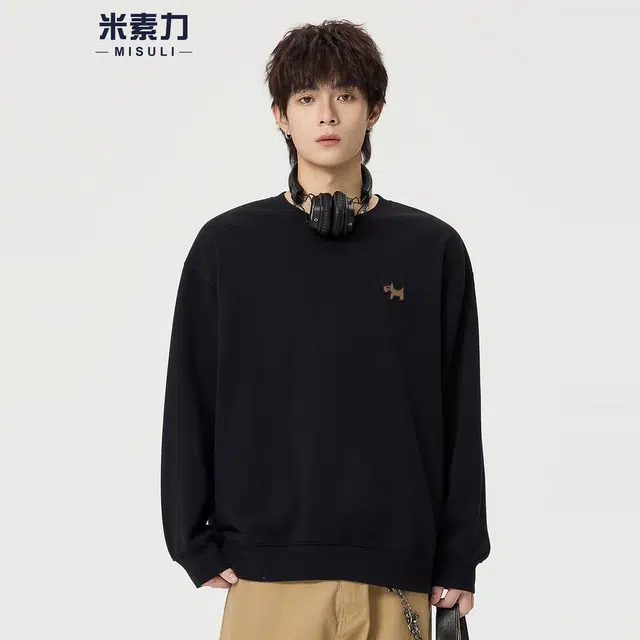 米素力 宽松圆领秋季动物落肩袖潮套头卫衣 男女同款