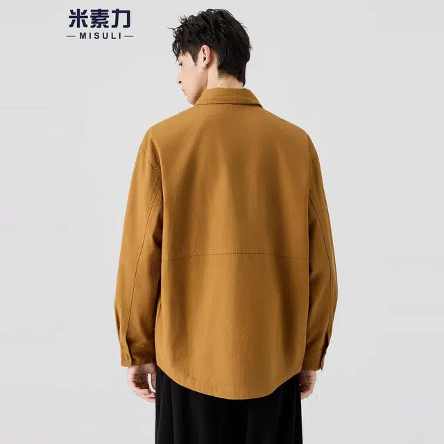 米素力 宽松大码休闲常规长袖衬衫 男款