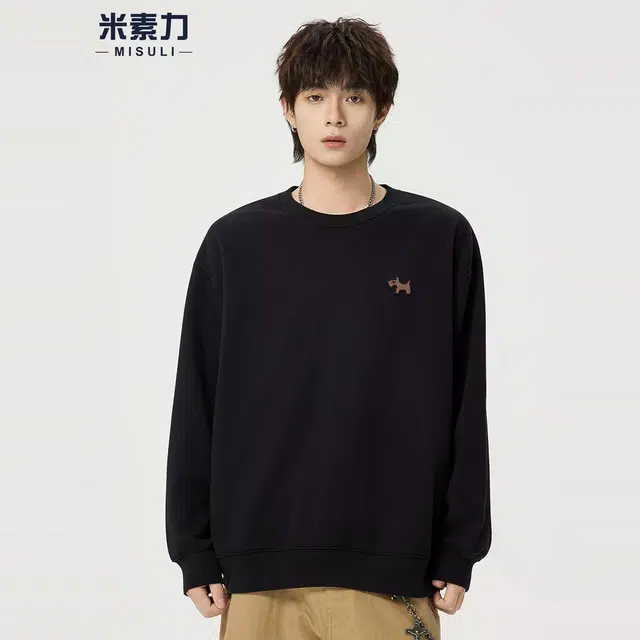米素力 宽松圆领秋季动物落肩袖潮套头卫衣 男女同款