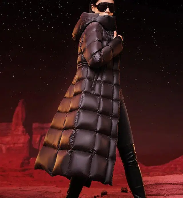 坦博尔 修身百搭高充绒纯色长袖羽绒服 女款