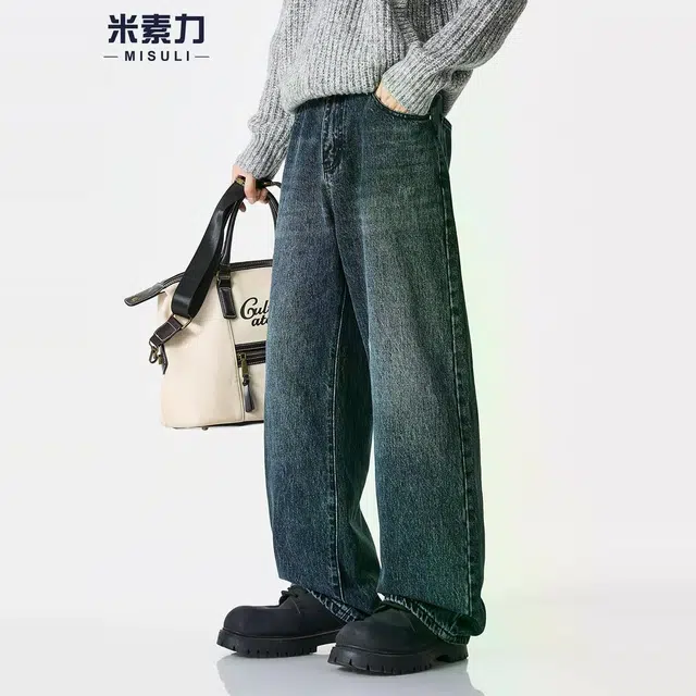 米素力 高级感潮流高端宽松休闲中腰牛仔裤 男女同款