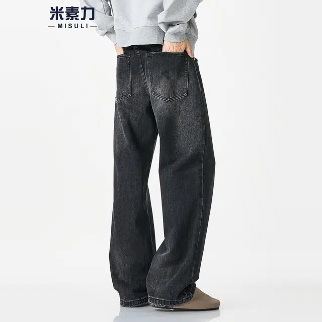 米素力 青年秋季直筒美式中腰牛仔裤 男款