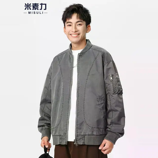 米素力  轻熟潮牌痞帅纯色落肩袖宽松型美式棒球服 男女同款