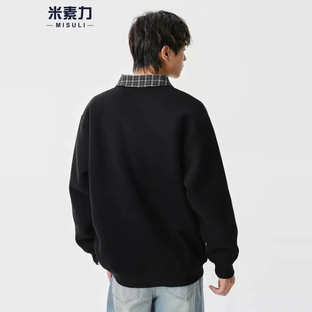 米素力 宽松重磅休闲落肩袖潮套头卫衣 男女同款