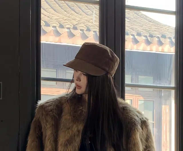 艾佳微 中古风美拉德平顶帽大头围时尚显白显脸小 涤纶 贝雷帽 男女同款情侣款