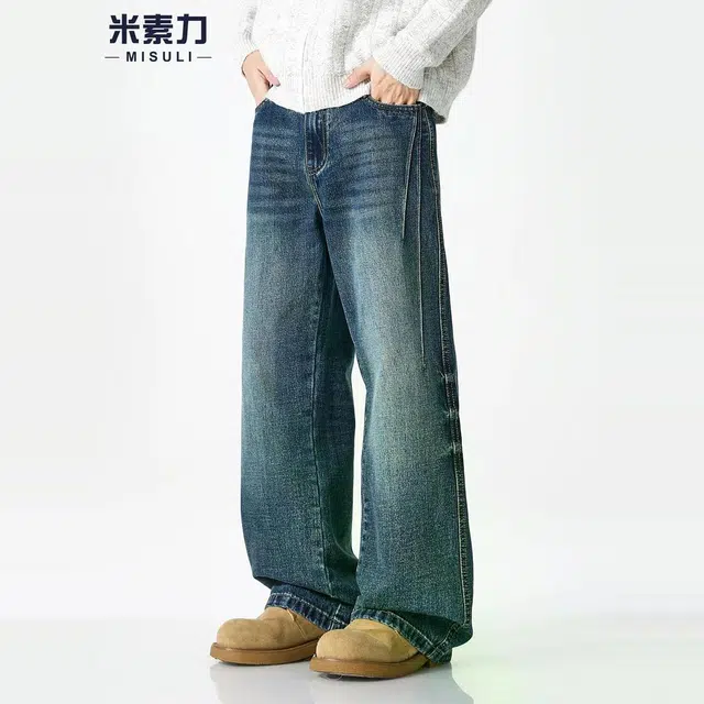 米素力 秋季时尚高级感直筒休闲中腰牛仔裤 男女同款