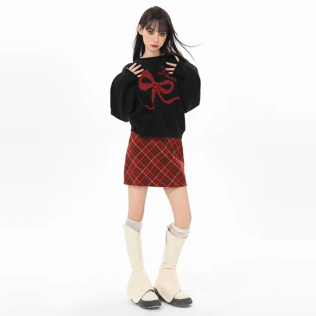 轻迎 百搭简约舒适时尚长袖裙装套装 女款