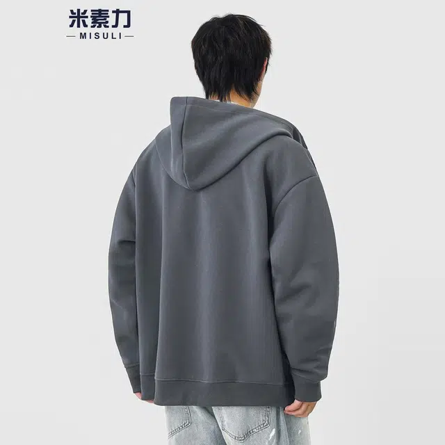 米素力 秋季休闲宽松落肩袖潮开衫卫衣 男女同款