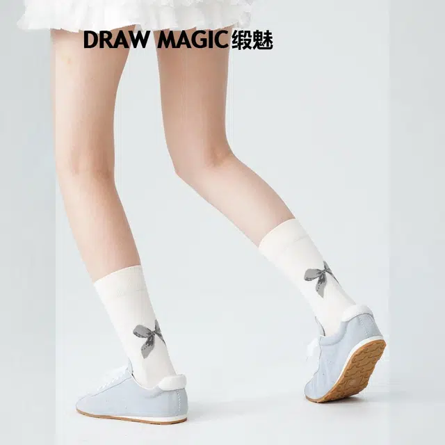 缎魅 蝴蝶结春夏潮甜美中筒袜 女款