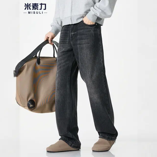 米素力 青年秋季直筒美式中腰牛仔裤 男款