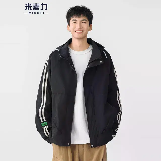米素力 宽松秋季工装落肩袖潮夹克 男女同款