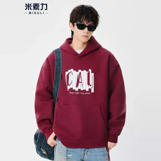 米素力 宽松美式情侣字母常规休闲风套头卫衣 男女同款