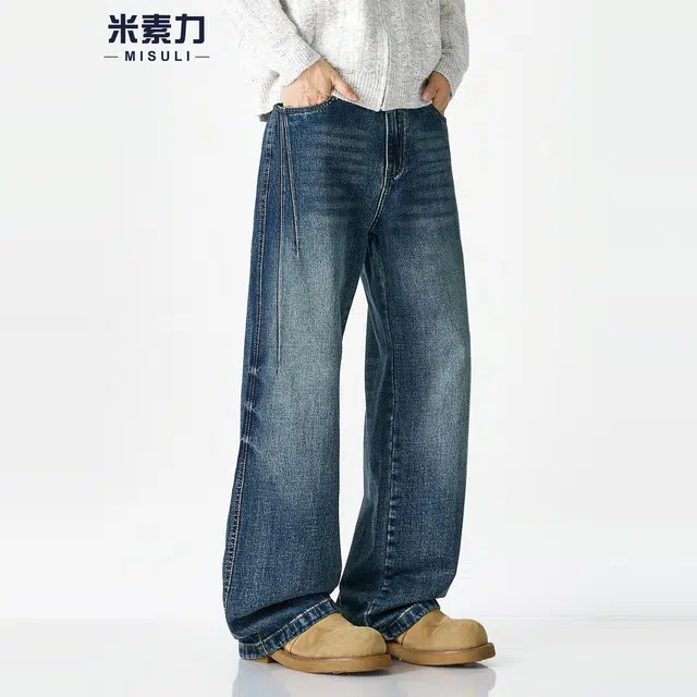 米素力 秋季时尚高级感直筒休闲中腰牛仔裤 男女同款