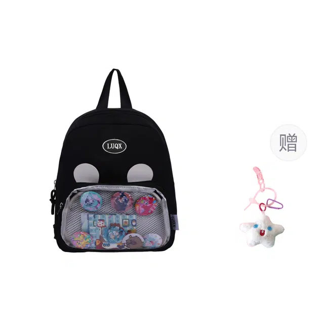 泰格奴 小清新休闲高颜值精美潮版韩版背包初中生高中生大学生上课百搭书包 帆布 双肩包 男女同款情侣款 黑色/粉红色/紫罗兰/天蓝色