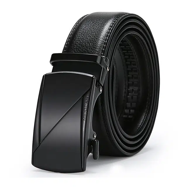 稻草人 简约设计商务腰带钱夹百搭皮带套装 牛皮 钱包 常规 男款 黑色