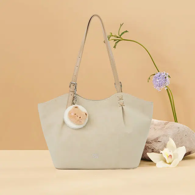 稻草人 美拉德风女大学生琥珀流光系穿搭大容量上课托特包复古精致小巧时尚百搭通勤腋下包 人造革 单肩包 女款 杏色 /卡其