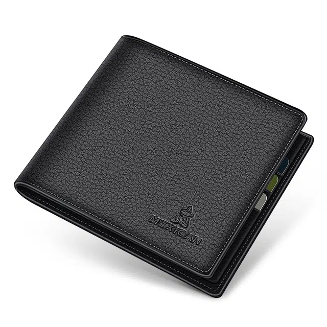 稻草人 简约设计商务腰带钱夹百搭皮带套装 牛皮 钱包 常规 男款 黑色