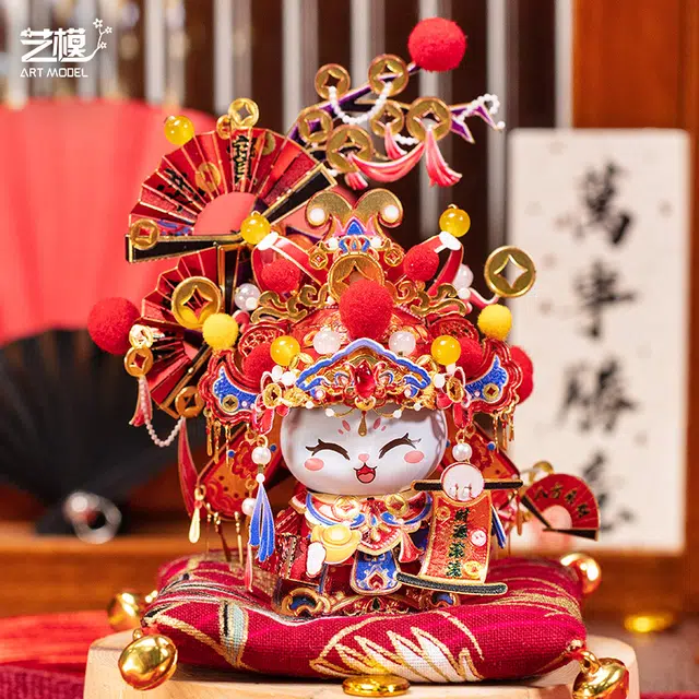 艺模 招财猫财神爷 金属拼装模型 手工摆件 拼图