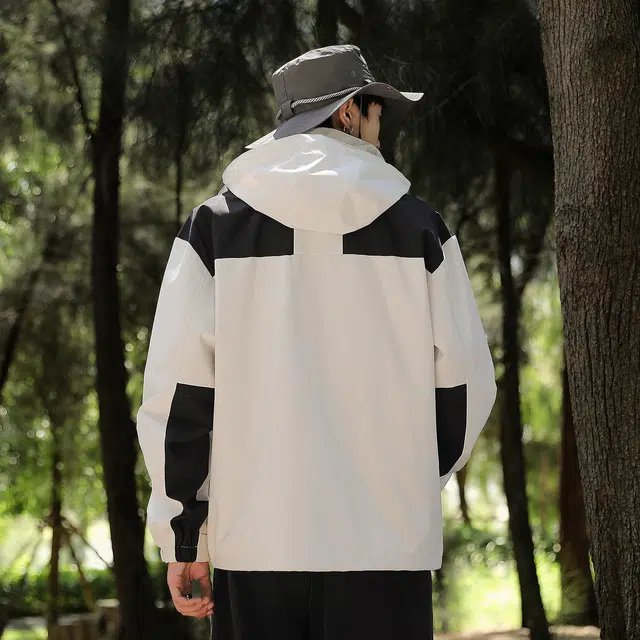 金贝勒 户外撞色拼接休闲可脱卸帽登山服休闲运动风衣机能冲锋夹克外套 男女同款