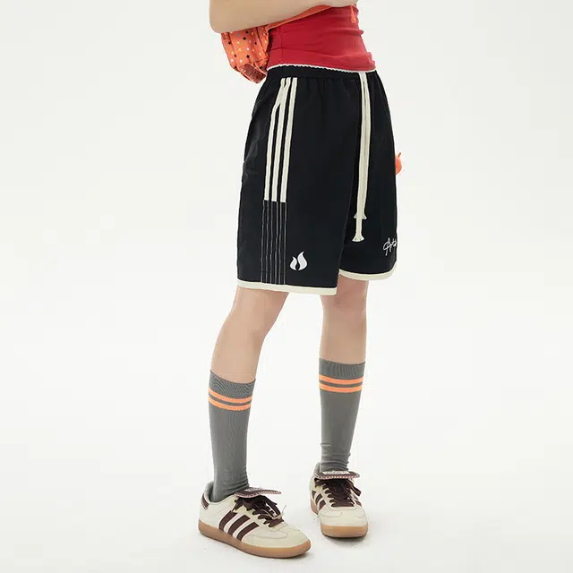 金贝勒 美式复古简约百搭户外撞色多巴胺宽松伞兵冰感速干中腰篮球裤五分休闲短裤 男女同款