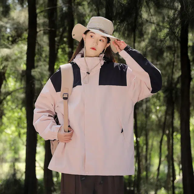 金贝勒 户外撞色拼接休闲可脱卸帽登山服休闲运动风衣机能冲锋夹克外套 男女同款