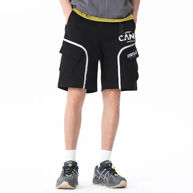 金贝勒 防晒吸湿速干运动耐磨舒适字母印花工装短裤 男女同款