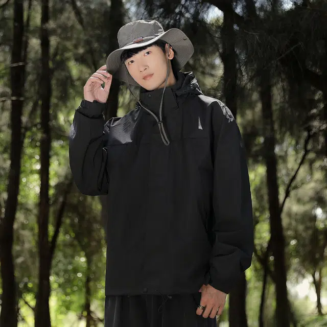 金贝勒 户外撞色拼接休闲可脱卸帽登山服休闲运动风衣机能冲锋夹克外套 男女同款