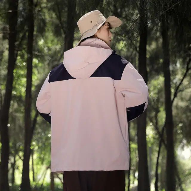 金贝勒 户外撞色拼接休闲可脱卸帽登山服休闲运动风衣机能冲锋夹克外套 男女同款