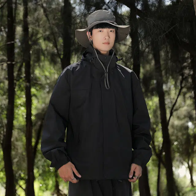 金贝勒 户外撞色拼接休闲可脱卸帽登山服休闲运动风衣机能冲锋夹克外套 男女同款
