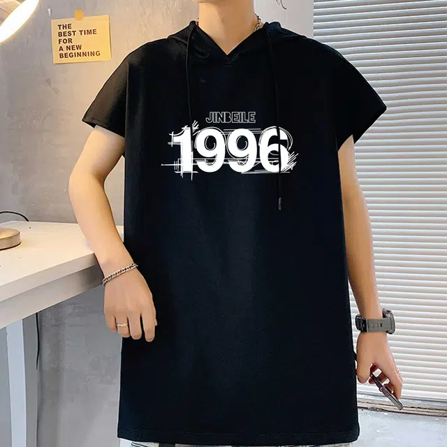 金贝勒 宽松数字套头薄款透气连帽背心 男女同款
