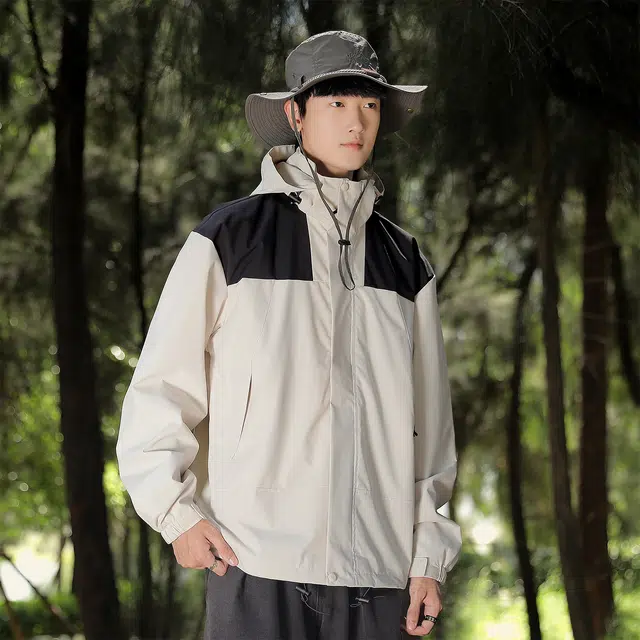 金贝勒 户外撞色拼接休闲可脱卸帽登山服休闲运动风衣机能冲锋夹克外套 男女同款