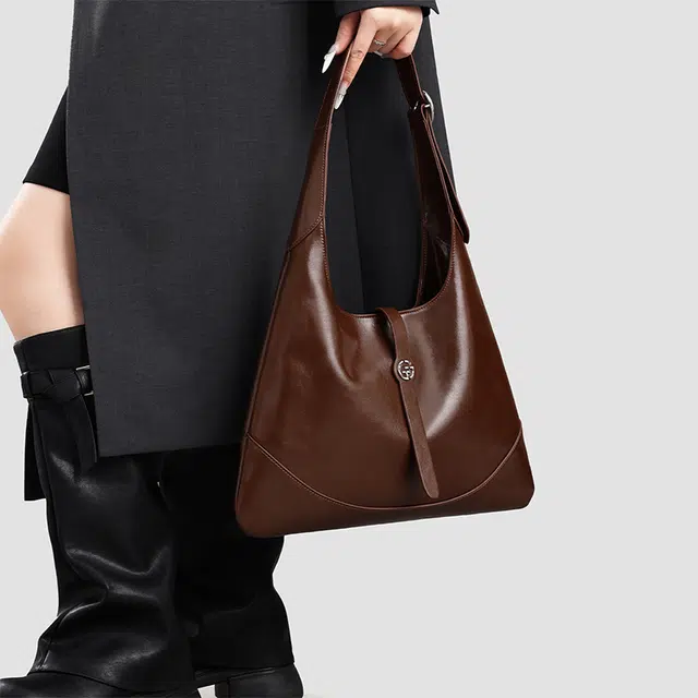 谷田西 高级感上班通勤 麂皮 托特包单肩包 大号 女款 沙驼棕/咖啡色