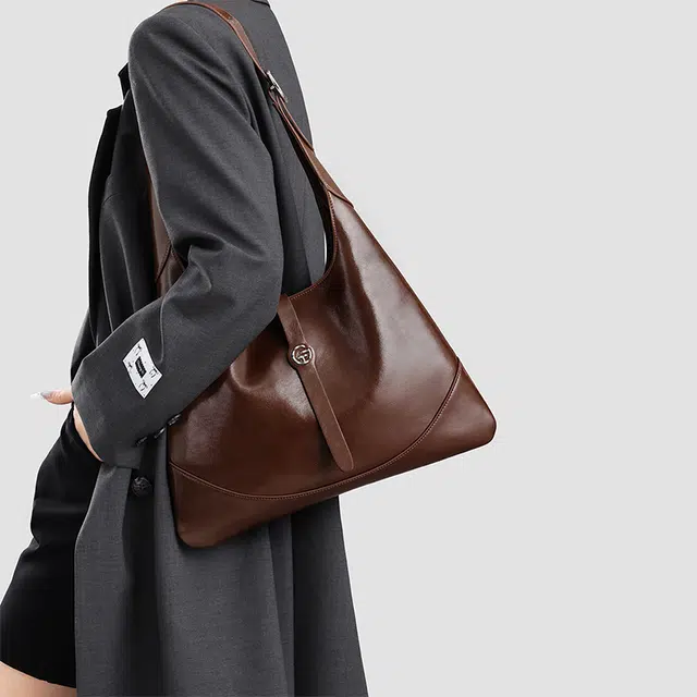 谷田西 高级感上班通勤 麂皮 托特包单肩包 大号 女款 沙驼棕/咖啡色