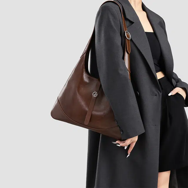 谷田西 高级感上班通勤 麂皮 托特包单肩包 大号 女款 沙驼棕/咖啡色