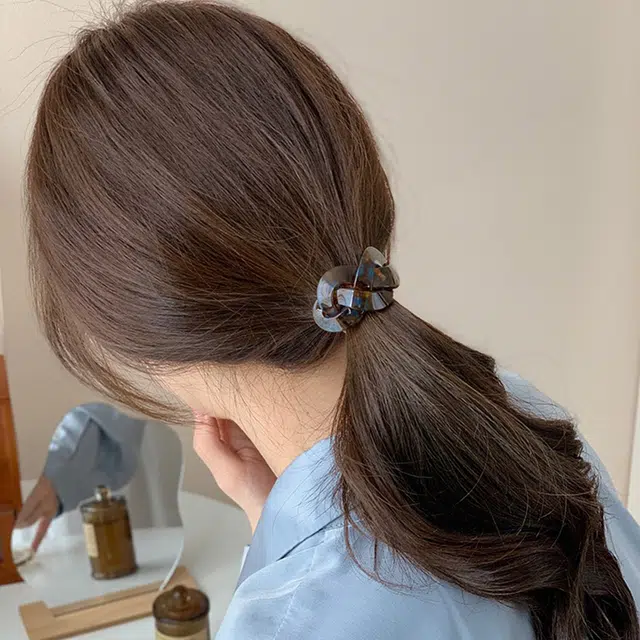 沂茹 黑白格弧形韩式质感气质皮筋扎头女弧形高弹力发绳马尾头绳 发圈 女款
