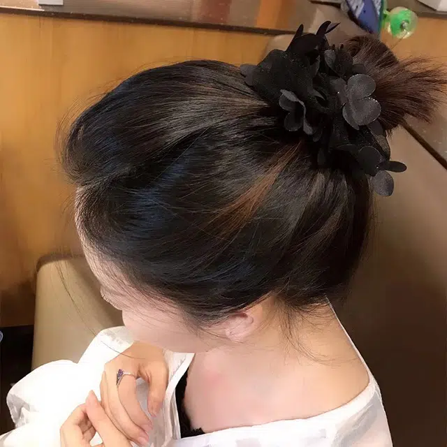 沂茹 韩风优雅立体蝴蝶蕾丝宽边 布艺串珠 发圈皮筋 女款