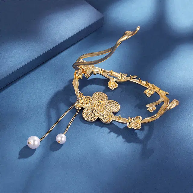 沂茹 镂空盘发发扣满钻花朵流苏后脑勺高级 发夹 女款