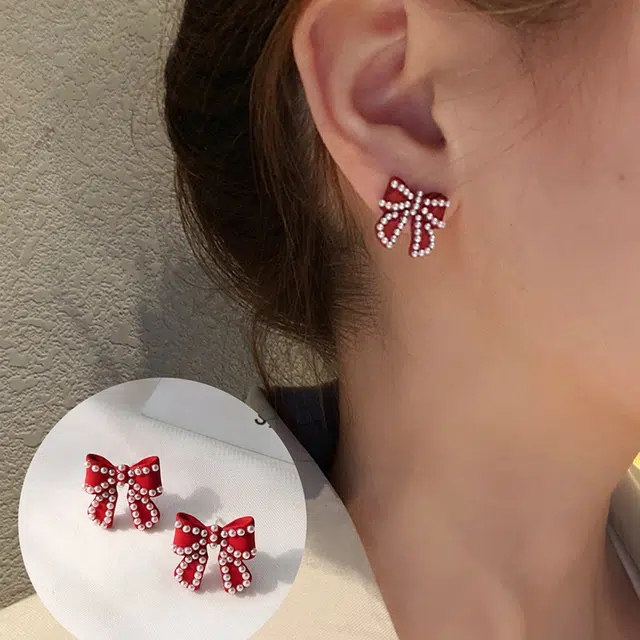 沂茹 气质小清新小蝴蝶结 合金 耳环 女款