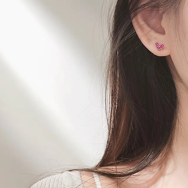 沂茹 少女心甜美爱心气质韩国个性 水晶 玉石耳环 女款