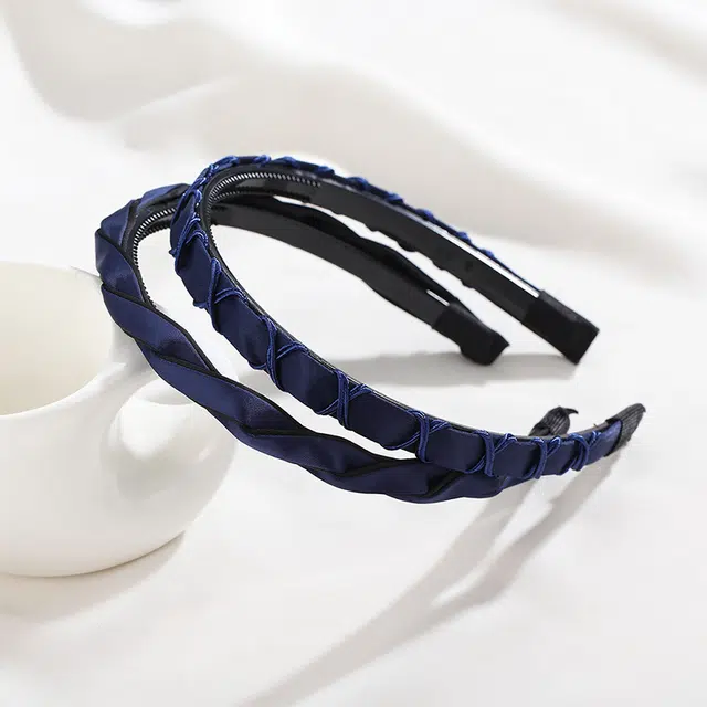 沂茹 藏蓝色韩风细款头饰轻奢风 布艺亚克力 发箍 女款