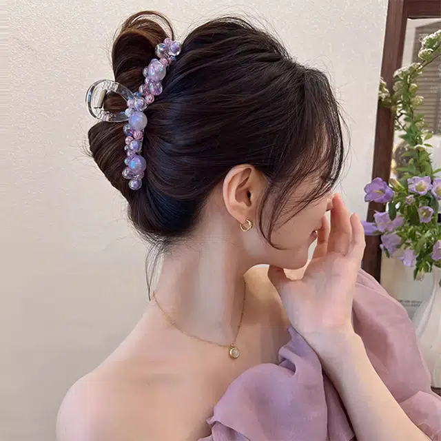 沂茹 人鱼泪高级感 亚克力 大号鲨鱼夹发夹 女款