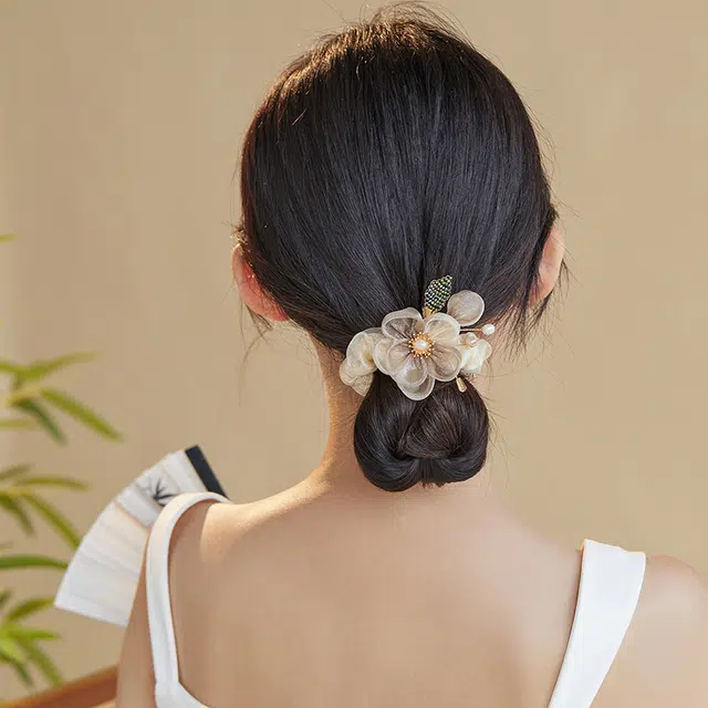 沂茹 雅致立体花朵 树脂珍珠布艺 肠圈发圈 女款