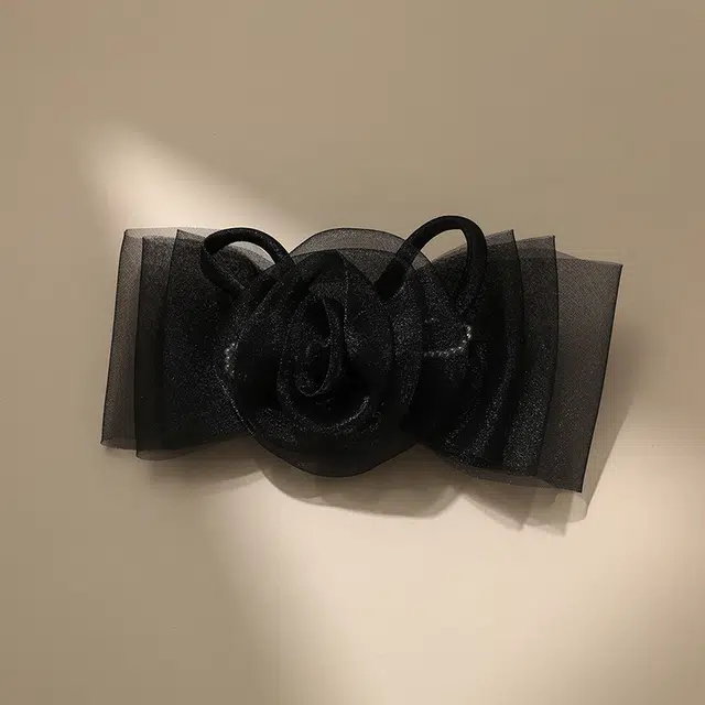 沂茹 法式优雅轻奢玫瑰高级感后脑勺盘发马尾夹 布艺 发夹一字夹发卡头饰发饰 女款